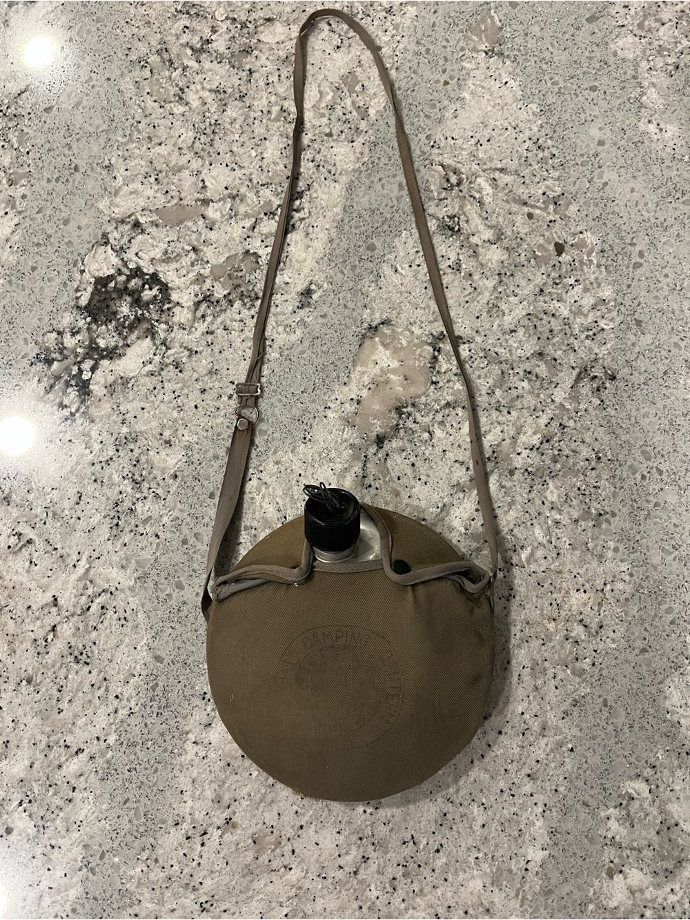 Vintage 80s Canvas Camping Round Water Canteen